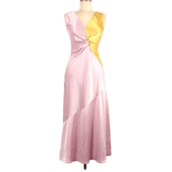 Pinko Dresses & Skirts - NWT Pinko Minestra Two Tone Pink and Gold Asymmetrical Dress size 6